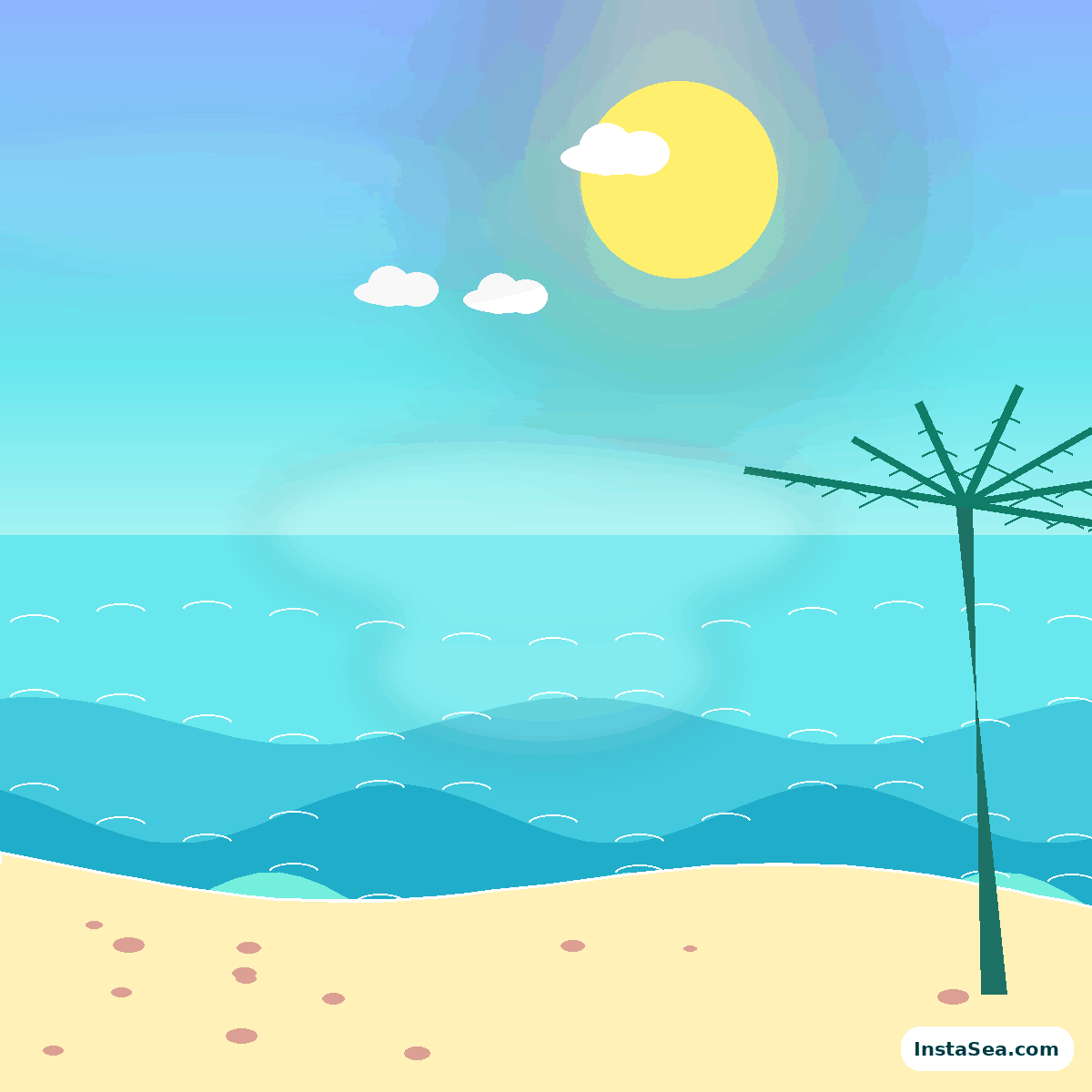 Peach horizon beach illustration