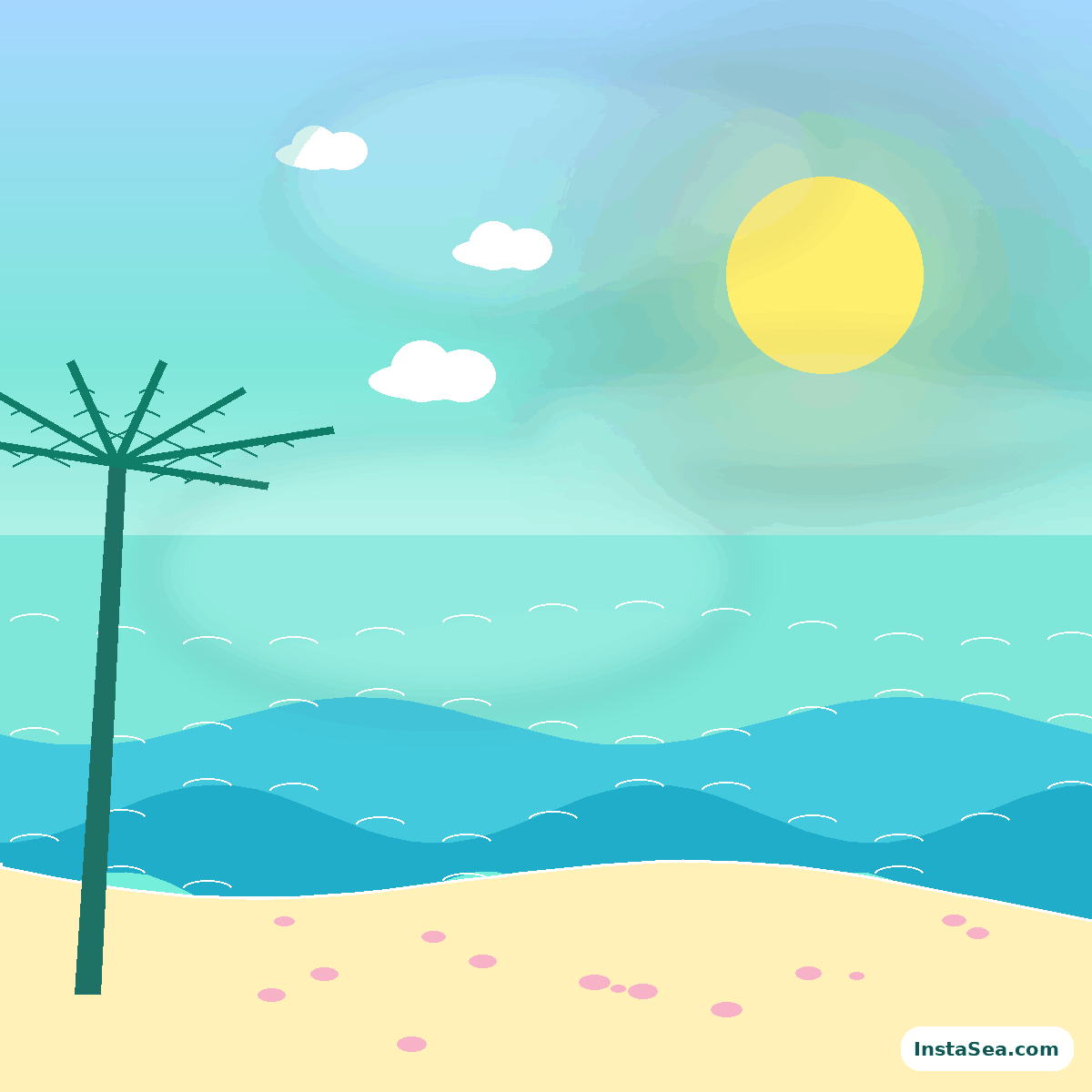 Sea-glass morning beach illustration