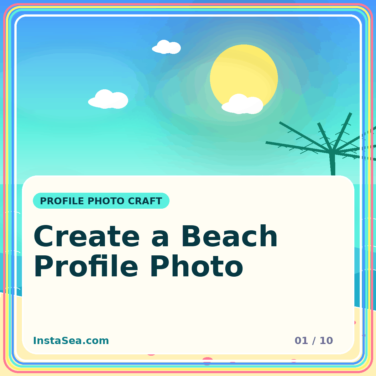 Colorful guide artwork titled Create a Beach Profile Photo